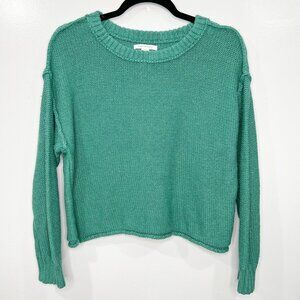 American Eagle Green Open Knit Rolled Hem Oversized Sweater Size S B7